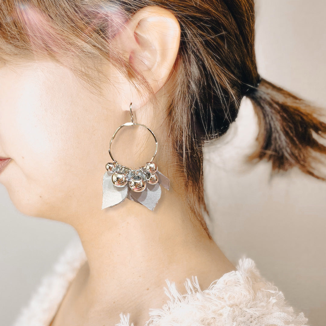 シルバーメタルリングピアス